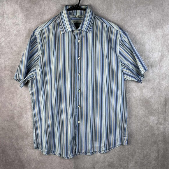Ben Sherman Men's Striped Short Sleeve Button-Up Shirt Size L - Picture 1 of 7